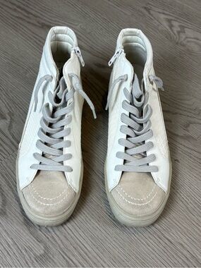 ShuShop White and Light Gray High-Top Athletic Sneakers